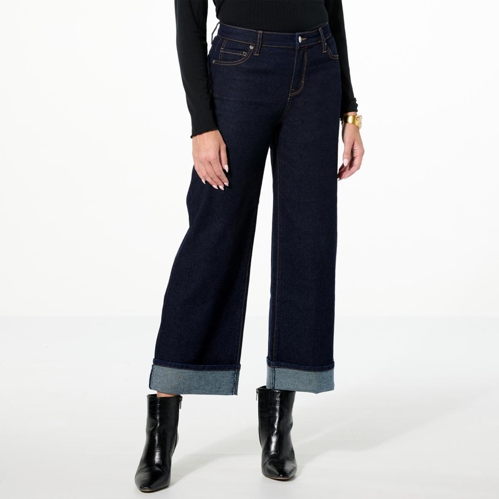 TWRHLL by Christie Brinkley Wide-Leg Cuffed Jean